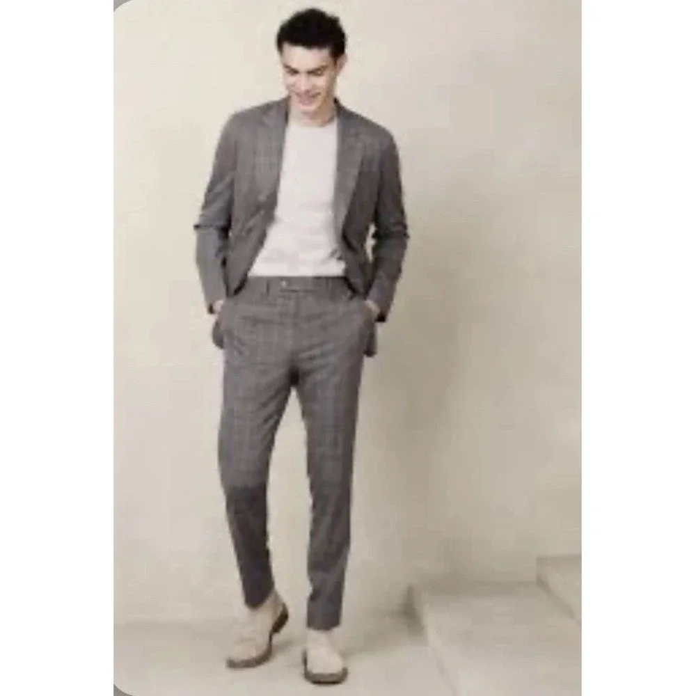 Banana Republic Tailored‎ Fit Glen Plaid Dress Suit Trouser / Men's 38x32